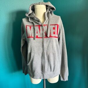 Marvel Zip-Up Hoodie in Gray with Red Accents